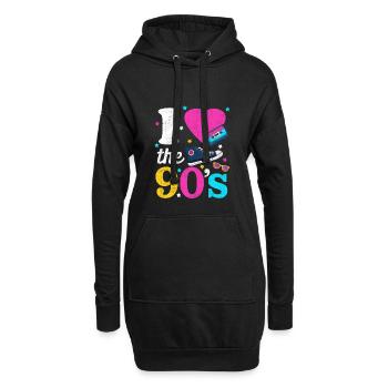 J'aime les années 90, je danse costume de soirée à thème chemise - Sweat-shirt à capuche long Femme - noir - Devant