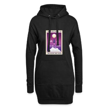 Rakete Mond Weltall Familie Liebe Geschenk - Hoodie-Kleid - Schwarz - Vorne