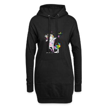 dabbing Einhorn für Friseurin und Frisör - Hoodie-Kleid - Schwarz - Vorne