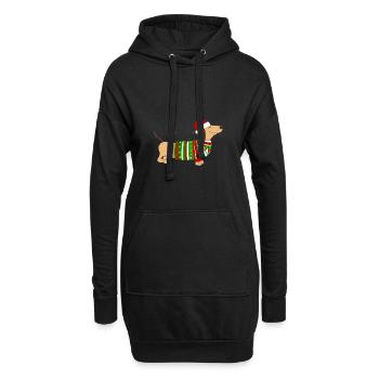 Weihnachten Dackel Dachshund Geschenkidee - Hoodie-Kleid - Schwarz - Vorne