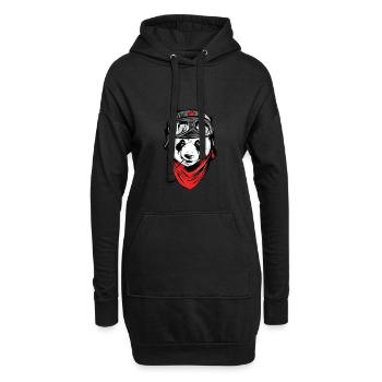 Piloten Panda - Hoodie-Kleid - Schwarz - Vorne