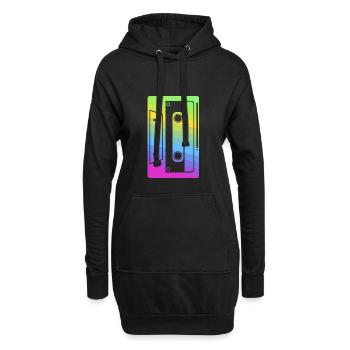 Bande Cassette Rétro produit | Néon des années 80 et 90 - Sweat-shirt à capuche long Femme - noir - Devant
