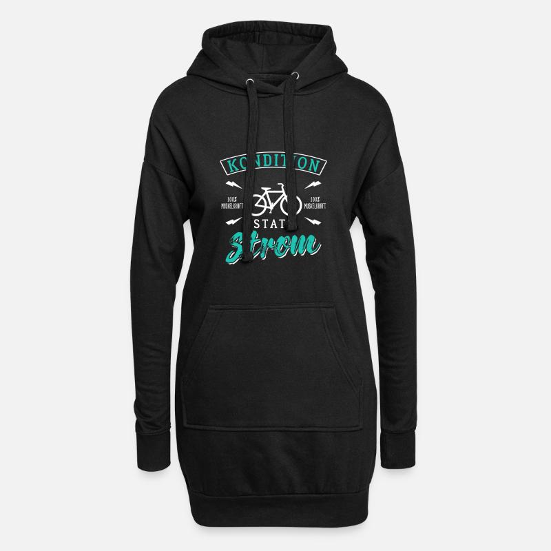 Kondition statt Strom - Hoodie-Kleid - Schwarz