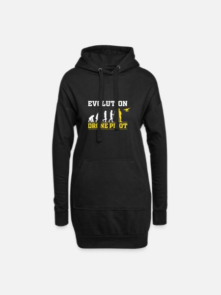 Drohne Pilot Evolution Geschenk Idee - Hoodie-Kleid - Schwarz