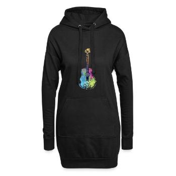 Guitarre Bunt Regenbogen Musik Instrument Geschenk - Hoodie-Kleid - Schwarz - Vorne