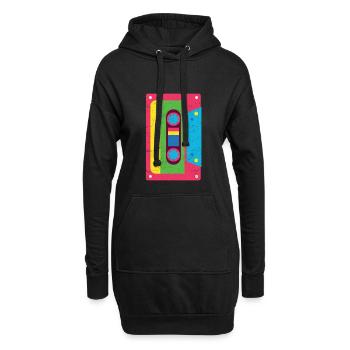 Cassette Tape Funky des années 1980 Rainbow Vintage Gift - Sweat-shirt à capuche long Femme - noir - Devant
