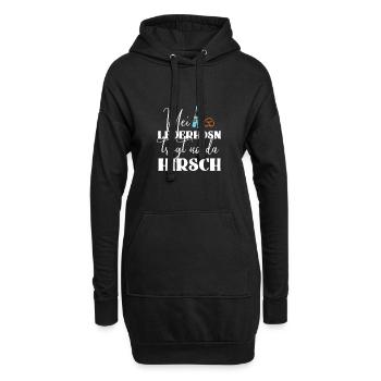Lederhose Bier Party Feiern Hirsch - Hoodie-Kleid - Schwarz - Vorne