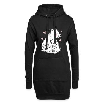 Eisbär, der ein Haar-Geschenkprodukt hat Nettes Polar - Hoodie-Kleid - Schwarz - Vorne