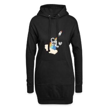 Astronaut Rock n Roll Raumfahrt Rakete Gitarre - Hoodie-Kleid - Schwarz - Vorne