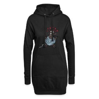 Nähen & Näherin Stricken Häckeln Schaf Motiv - Hoodie-Kleid - Schwarz - Vorne