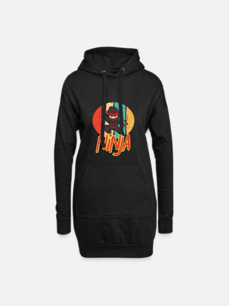 Cooles Vintages Ninja Retro Entwurfs-Ninja Liebhabergeschenk - Hoodie-Kleid - Schwarz