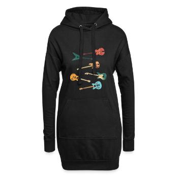 Vintage Distressed Look Klassisches Gitarrendesign - Hoodie-Kleid - Schwarz - Vorne