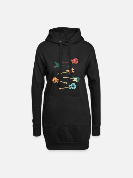 Vintage Distressed Look Classic Guitar Design - Hoodie Dress - black