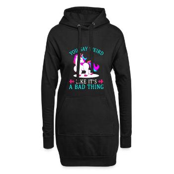 Lustiges Einhorn - Hoodie-Kleid - Schwarz - Vorne