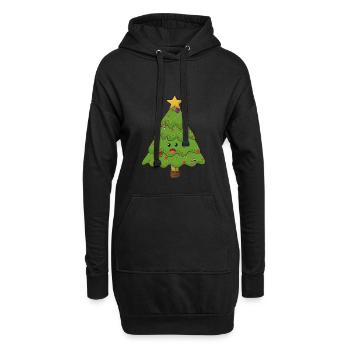 Arbre de Noël amusant avec cadeau star-deco - Sweat-shirt à capuche long Femme - noir - Devant