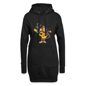 Lustiges Musik-Affe-Schimpanse-Gitarren-Spieler-Geschenk - Hoodie-Kleid - Schwarz - Vorne