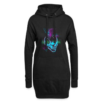 Crâne Vaporwave pour Techno, Goa Spytrance Fete - Sweat-shirt à capuche long Femme - noir - Devant