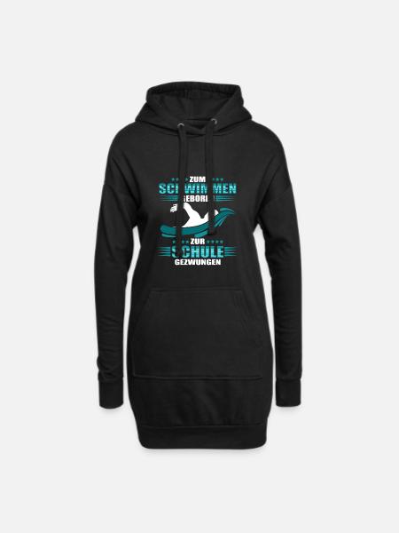 Zum schwimmen geboren zur Schule gezwungen - Hoodie-Kleid - Schwarz