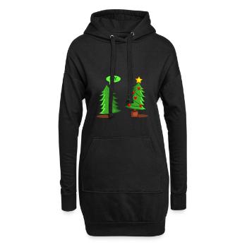Sapin de Noël drôle - Sweat-shirt à capuche long Femme - noir - Devant