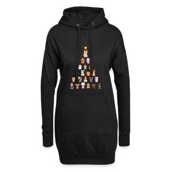 Chiot de chiens de Noël - Sweat-shirt à capuche long Femme - noir - Devant