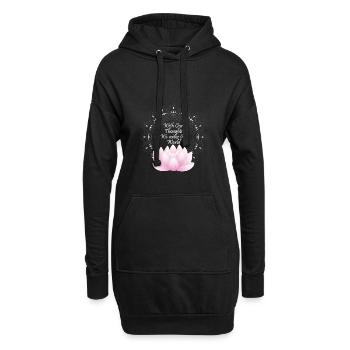 Bouddha Bouddhisme Lotus Fleur yoga occultisme - Sweat-shirt à capuche long Femme - noir - Devant