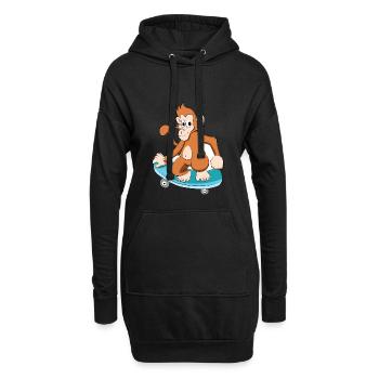 Skatender Affe Schimpanse - Hoodie-Kleid - Schwarz - Vorne