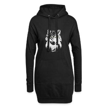 Die künstlerische Naturneuheit des Wolfs im Wald - Hoodie-Kleid - Schwarz - Vorne
