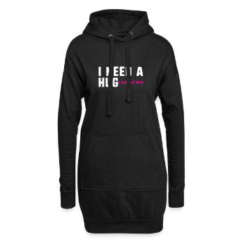 I need a hug huge glass of wine funny wine - Hoodie Dress - black - Front