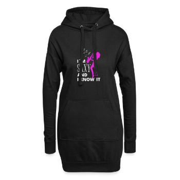 Je suis Saxy et je le sais Saxophoniste Saxophon Damen - Sweat-shirt à capuche long Femme - noir - Devant