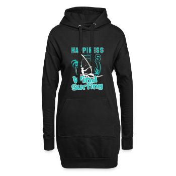 Windsurfen Glück ist Windsurfen - Hoodie-Kleid - Schwarz - Vorne