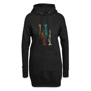 Trompete vintage Retro Trompeter Geschenk - Hoodie-Kleid - Schwarz - Vorne