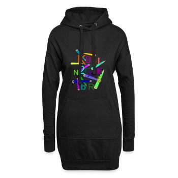 Conception de souris Fleda: lettres, chiffres et stylos - Sweat-shirt à capuche long Femme - noir - Devant