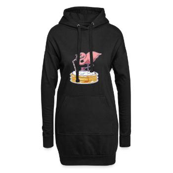 Flamingo Pink Bier trinken Strohhalm Party - Hoodie-Kleid - Schwarz - Vorne
