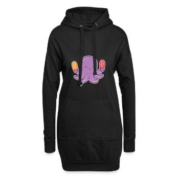 Oktopus Tintenfisch Krake Eis Essen Eiscreme Liebe - Hoodie-Kleid - Schwarz - Vorne