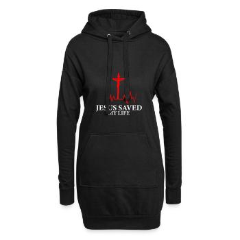 Jésus m'a sauvé la vie cadeau chrétien amoureux de Jésus - Sweat-shirt à capuche long Femme - noir - Devant