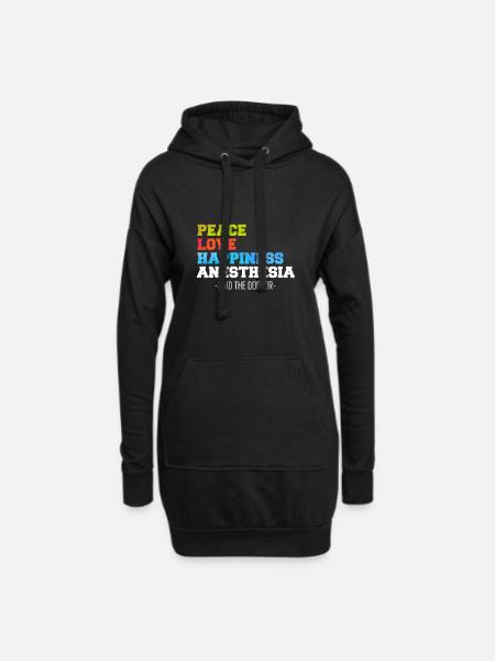 Peace Love Happiness Anesthesia - Hoodie-Kleid - Schwarz