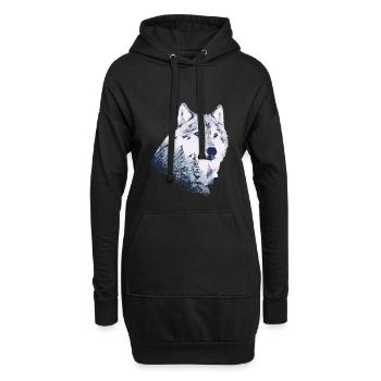 wolf - Hoodie-Kleid - Schwarz - Vorne