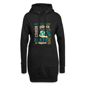 Earth Day Recycle Planet Reduzieren Sie nachhaltig - Hoodie-Kleid - Schwarz - Vorne