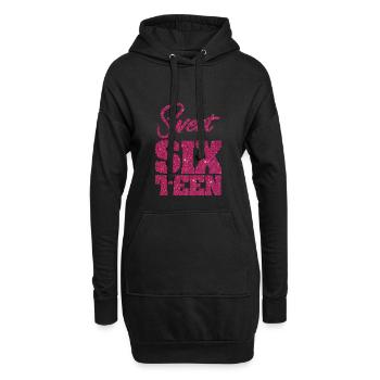 Anniversaire - Sweet 16 seize anniversaire - Sweat-shirt à capuche long Femme - noir - Devant