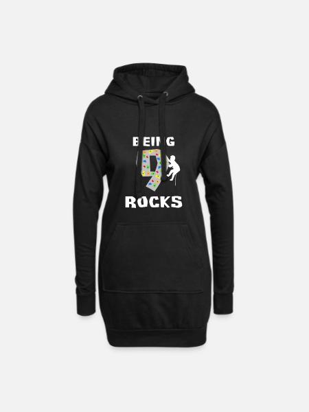 9 Felsen sein - Klettern 9. Geburtstagsgeschenk - Hoodie-Kleid - Schwarz