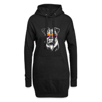 Schnauzer avec lunettes de soleil Chien Schnauzer miniature - Sweat-shirt à capuche long Femme - noir - Devant