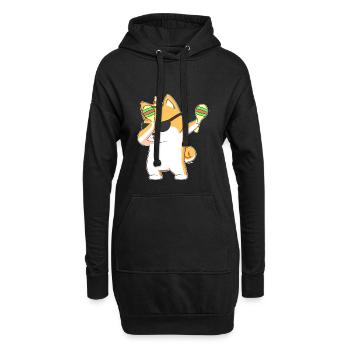 Tupfen Shiba Inu Hund In Sombrero Mit Maracas - Hoodie-Kleid - Schwarz - Vorne