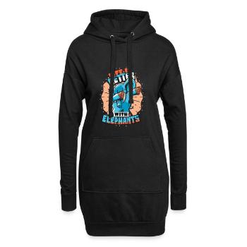 Elefant - Hoodie-Kleid - Schwarz - Vorne