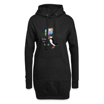 Papageitaucher Free Like A Birds Vogel Zeichnung - Hoodie-Kleid - Schwarz - Vorne