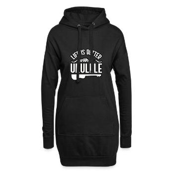 Ukulele - Hoodie-Kleid - Schwarz - Vorne