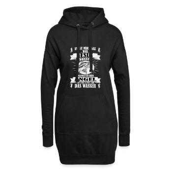 Angler Fischer Angelrute Angeln Hobby Geschenk - Hoodie-Kleid - Schwarz - Vorne