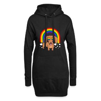 Homosexuell Stolz Dackel Hund LGBT Regenbogen - Hoodie-Kleid - Schwarz - Vorne
