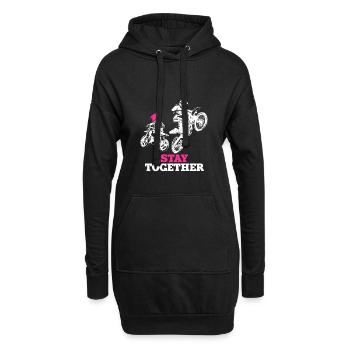 Équipe de motocross père fille sport - Sweat-shirt à capuche long Femme - noir - Devant