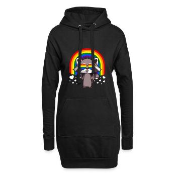 Waschbär Homosexuell Stolz LGBT Regenbogen - Hoodie-Kleid - Schwarz - Vorne