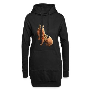 Chien limier j'aime maman tatouage - Sweat-shirt à capuche long Femme - noir - Devant